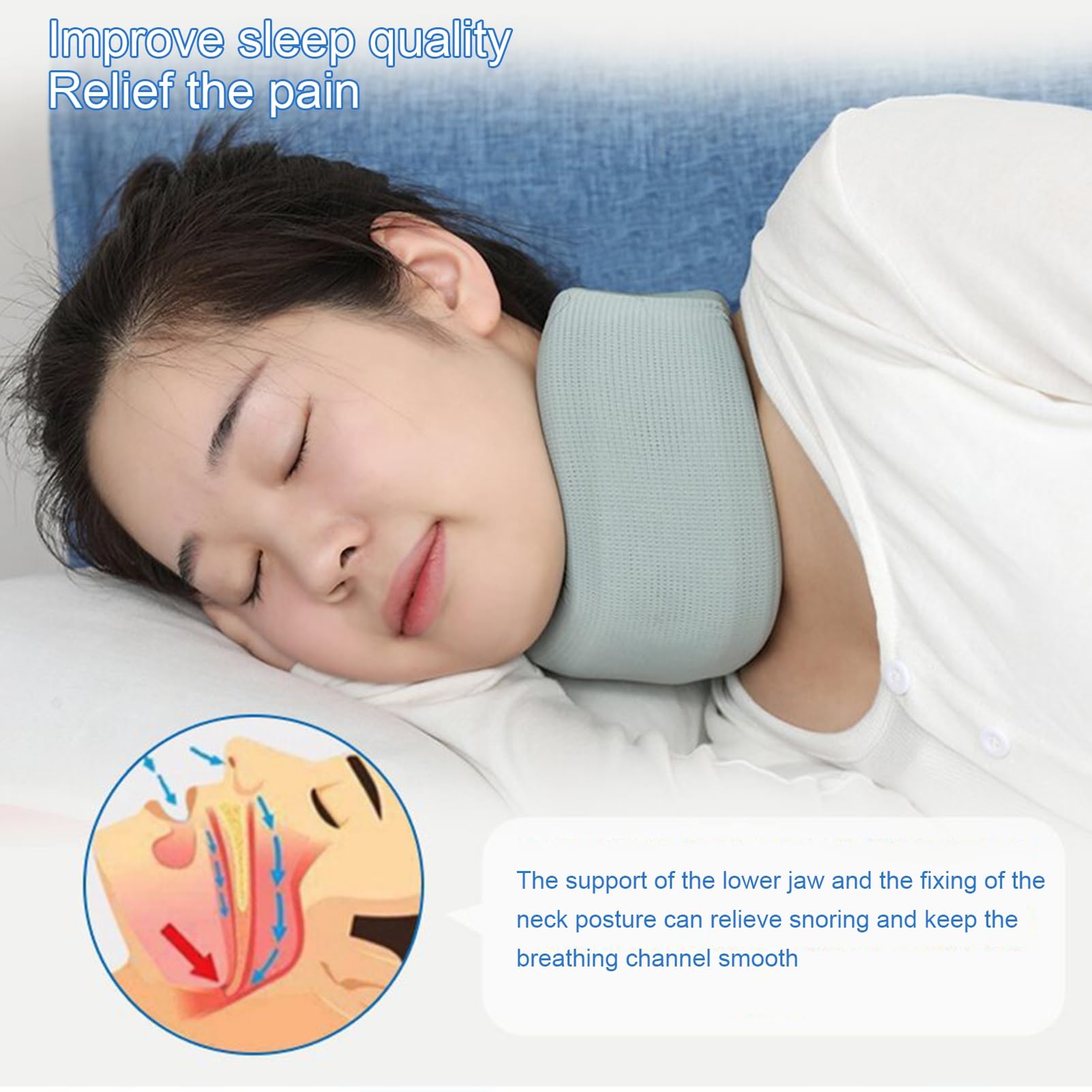 Neck Brace Soft Breathable Pain Relief Posture Correction Anti-Snoring Support Cervical Collar Ergonomic Neck Protector Brace for Sleeping, Adjustable Neck Support Brace Light Green S