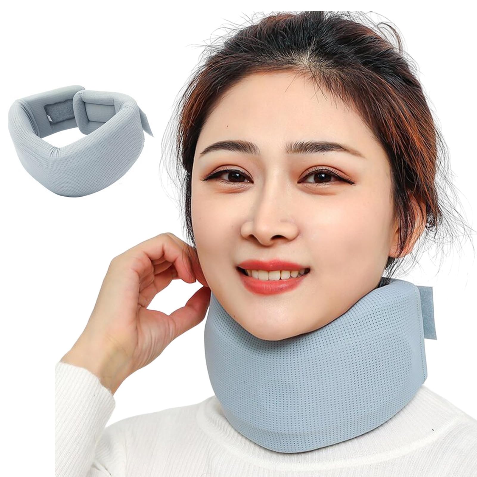 Neck Brace Soft Breathable Pain Relief Posture Correction Anti-Snoring Support Cervical Collar Ergonomic Neck Protector Brace for Sleeping, Adjustable Neck Support Brace Light Green S