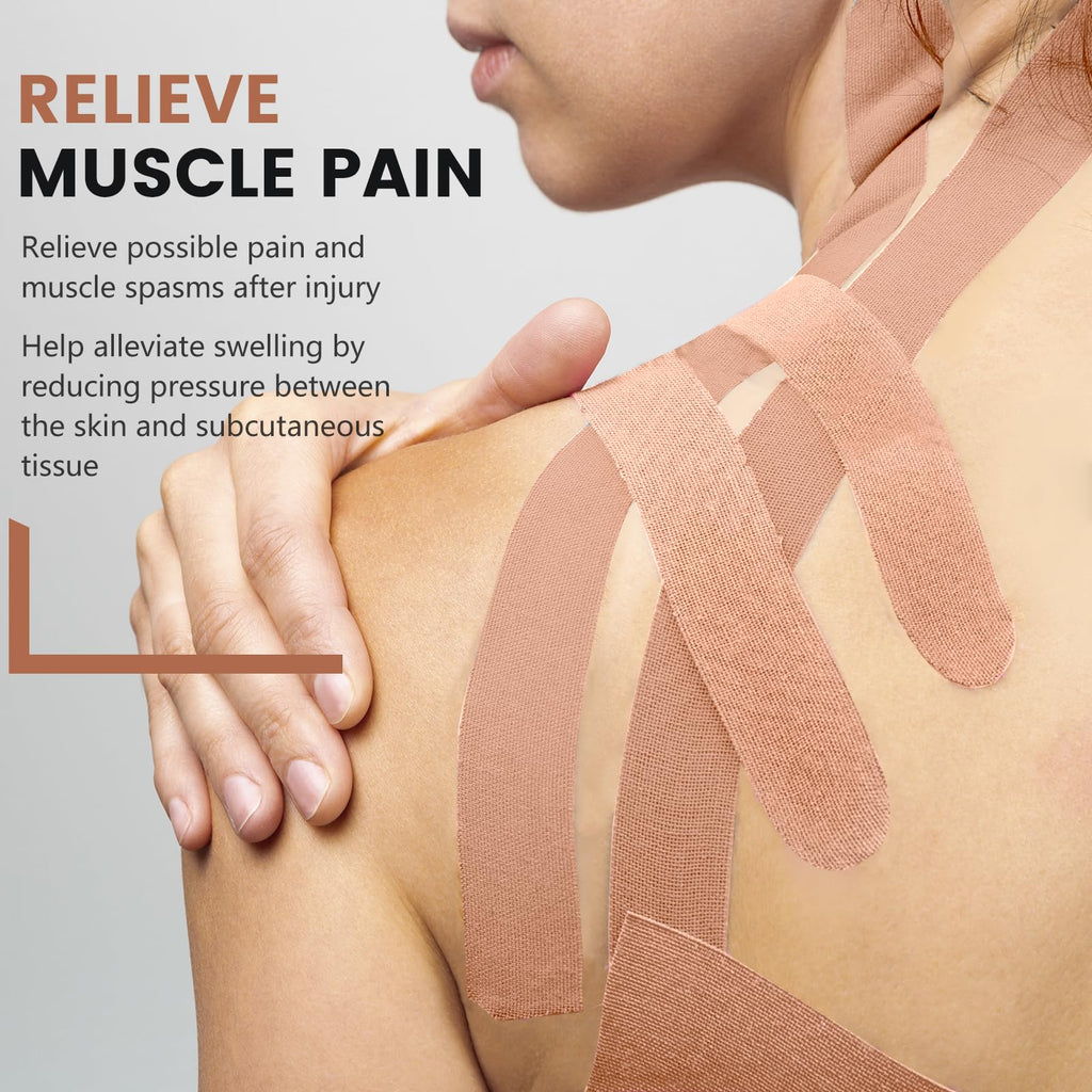 5 Rolls Kinesiology Tape, 2 inch x 16.4 Feet Waterproof Athletic Tape, Uncut Kinetic Tape, Muscle Tape, Sports Tape, Knee Tape for Exercise and Daily Use - Black