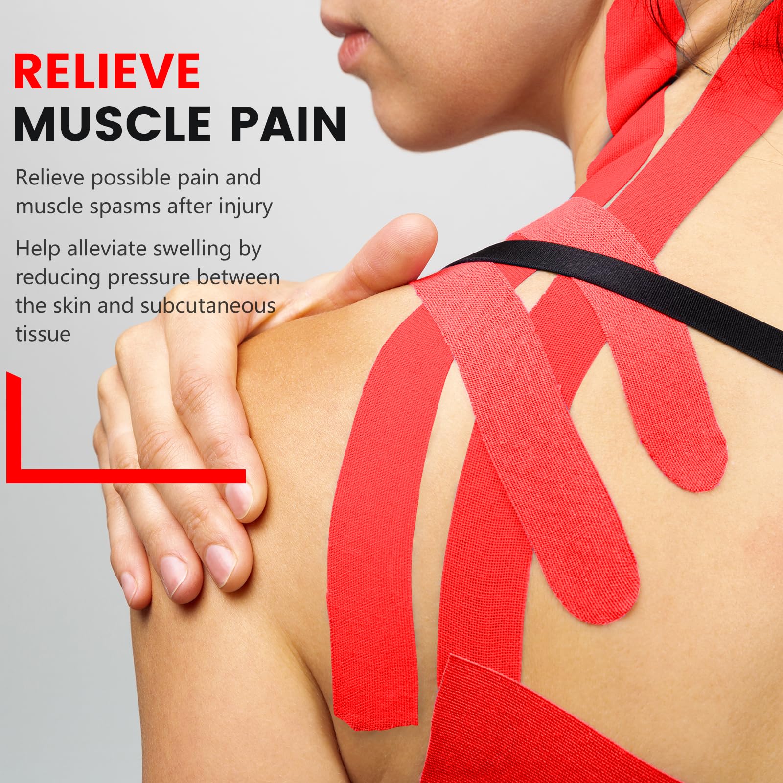 5 Rolls Kinesiology Tape, 2 inch x 16.4 Feet Waterproof Athletic Tape, Uncut Kinetic Tape, Muscle Tape, Sports Tape, Knee Tape for Exercise and Daily Use - Black