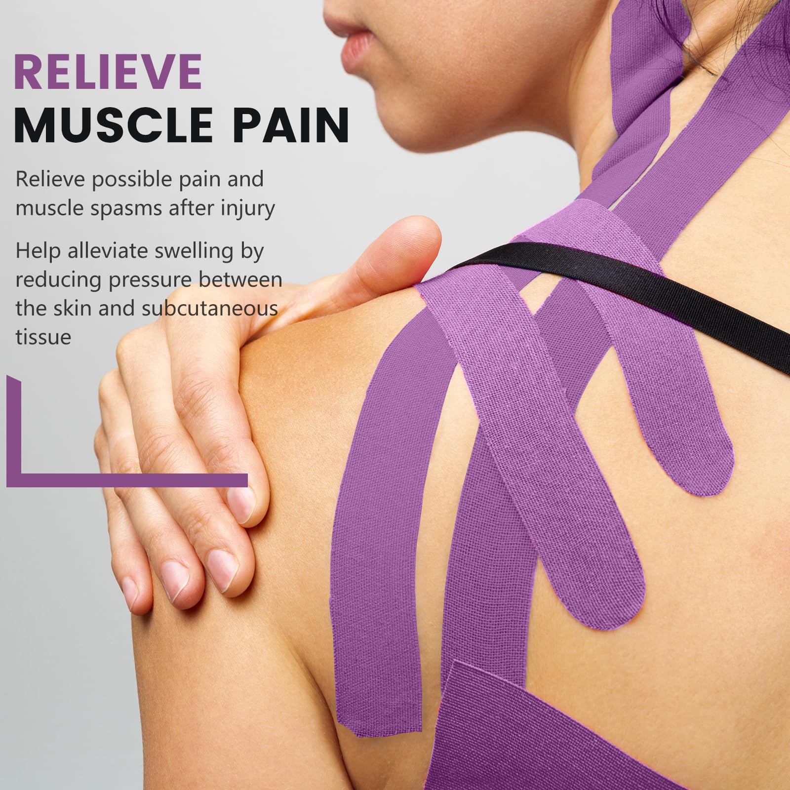 5 Rolls Kinesiology Tape, 2 inch x 16.4 Feet Waterproof Athletic Tape, Uncut Kinetic Tape, Muscle Tape, Sports Tape, Knee Tape for Exercise and Daily Use - Black