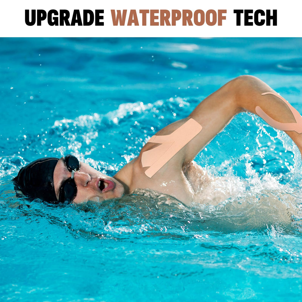 5 Rolls Kinesiology Tape, 2 inch x 16.4 Feet Waterproof Athletic Tape, Uncut Kinetic Tape, Muscle Tape, Sports Tape, Knee Tape for Exercise and Daily Use - Black