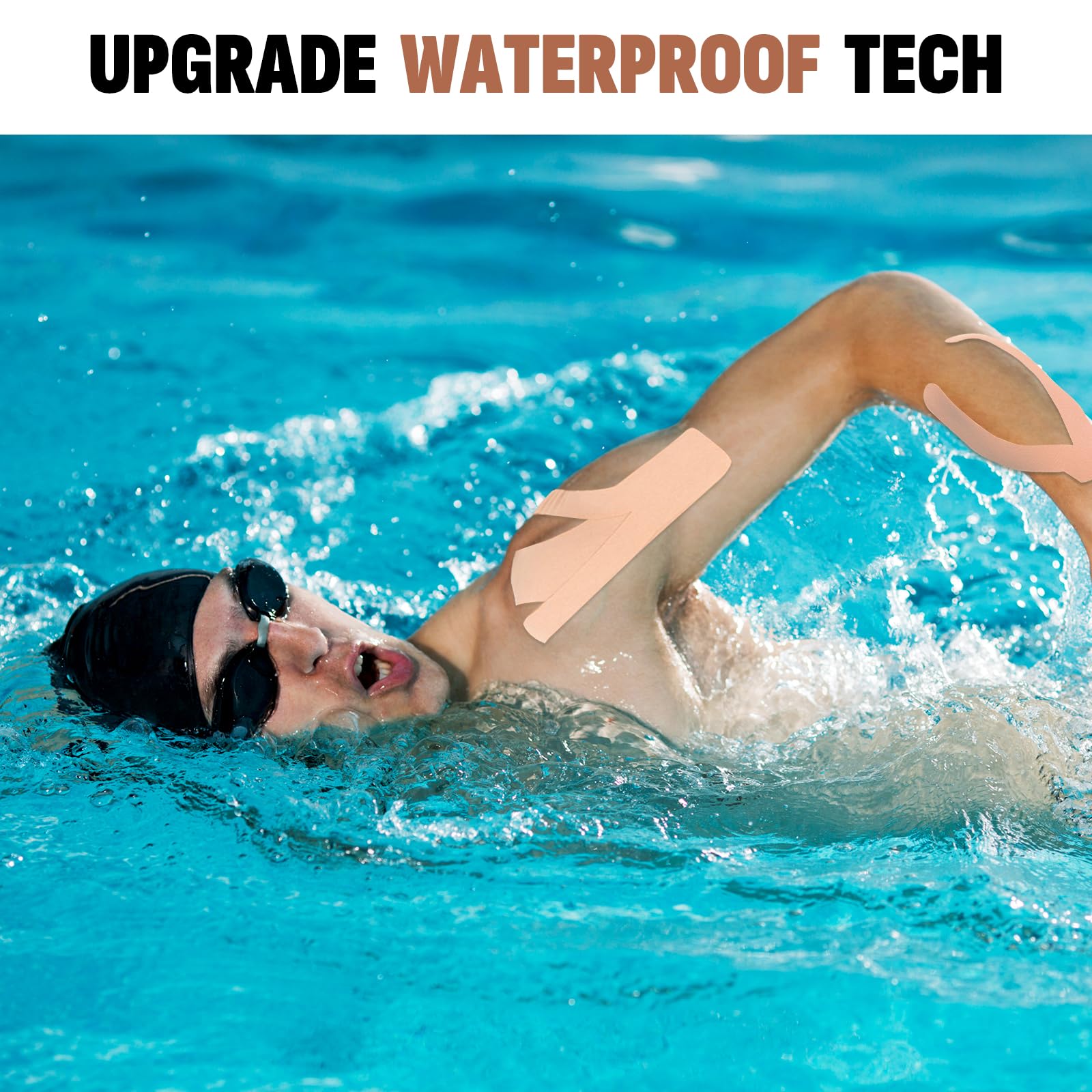 5 Rolls Kinesiology Tape, 2 inch x 16.4 Feet Waterproof Athletic Tape, Uncut Kinetic Tape, Muscle Tape, Sports Tape, Knee Tape for Exercise and Daily Use - Black